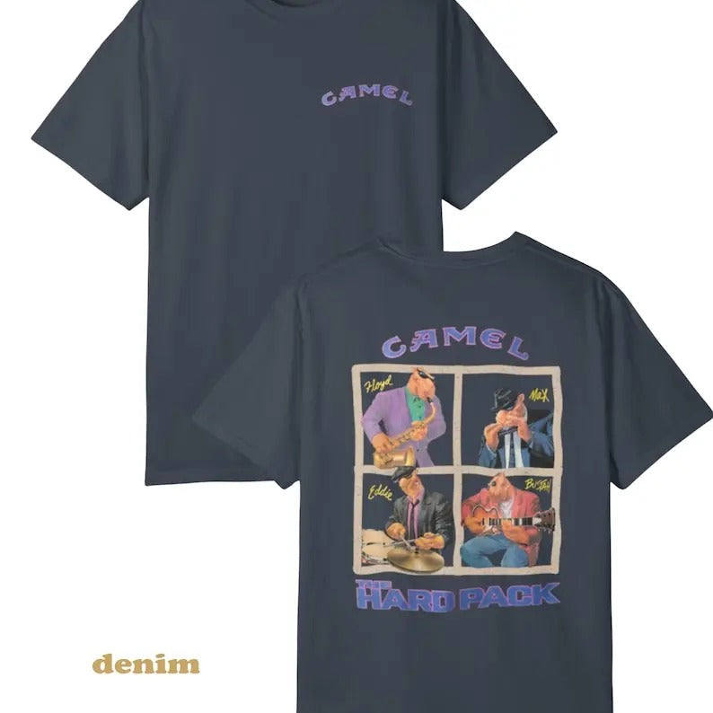 90s Camel The Hard Pack T-shirt | Unisex Garment-Dyed Shirt, Joe Camel Promo Tee, Cowboy Apparel, Motorcycle Smoker T...