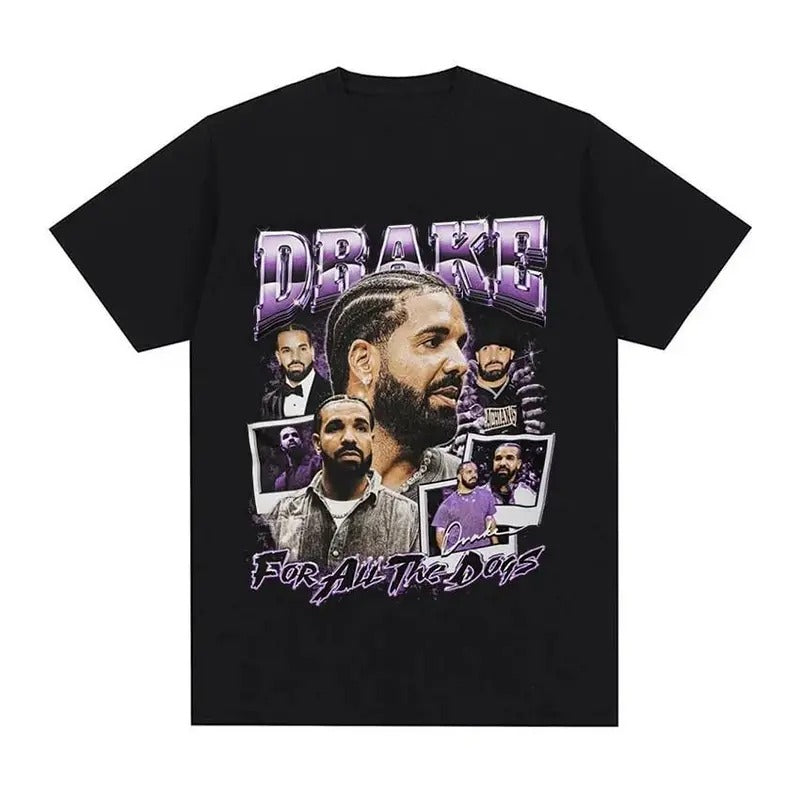 90s Drake for All The Dogs Music Album T Shirts Rapper Vintage Hip Hop Trend T-Shirt Men's Tees Streetwear Hoodie, Sweatshirt