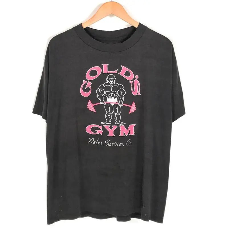 90s Gold s Gym Palm Springs California T-Shirt. Vintage Gold s Gym Bar Bell Muscle Man Body Builder Graphic Shirt...