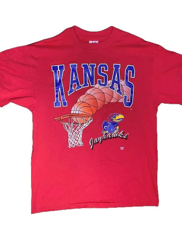 90s Kansas Jayhawks - Vintage College Basketball Tee Vintage Unisex T-shirt Sweatshirt Hoodie | HypeDripTees.com