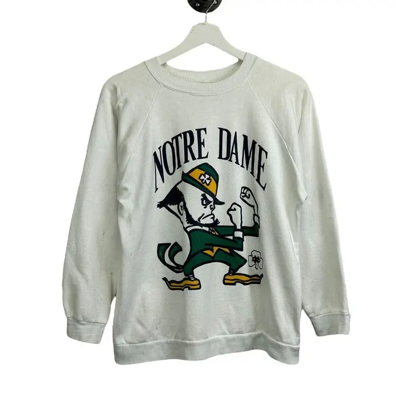 Vintage 80s/90s Notre Dame Fighting Irish NCAA Graphic Sweatshirt Size Medium T-Shirts, Hoodie | HypeDripTees.com