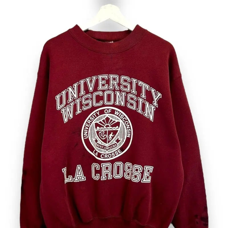 Vintage 80s/90s University Of Wisconsin NCAA Lacrosse Crest Sweatshirt Size XL T-Shirts, Hoodie | HypeDripTees.com