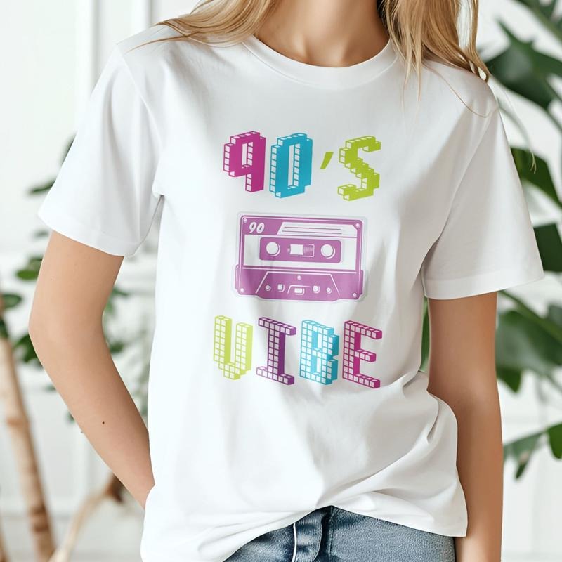 90s Vibe Retro T-shirt Vintage Shirt 80s Nostalgia Shirt Gift For Friends 90s Party Shirt 70s Neon Shirt Women Hoodie,...
