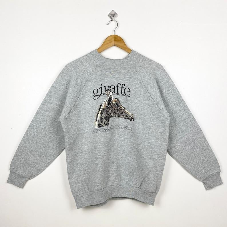 90s Wildlife Giraffe Crewneck Sweatshirt Print Logo T-Shirts, Hoodie | HypeDripTees.com