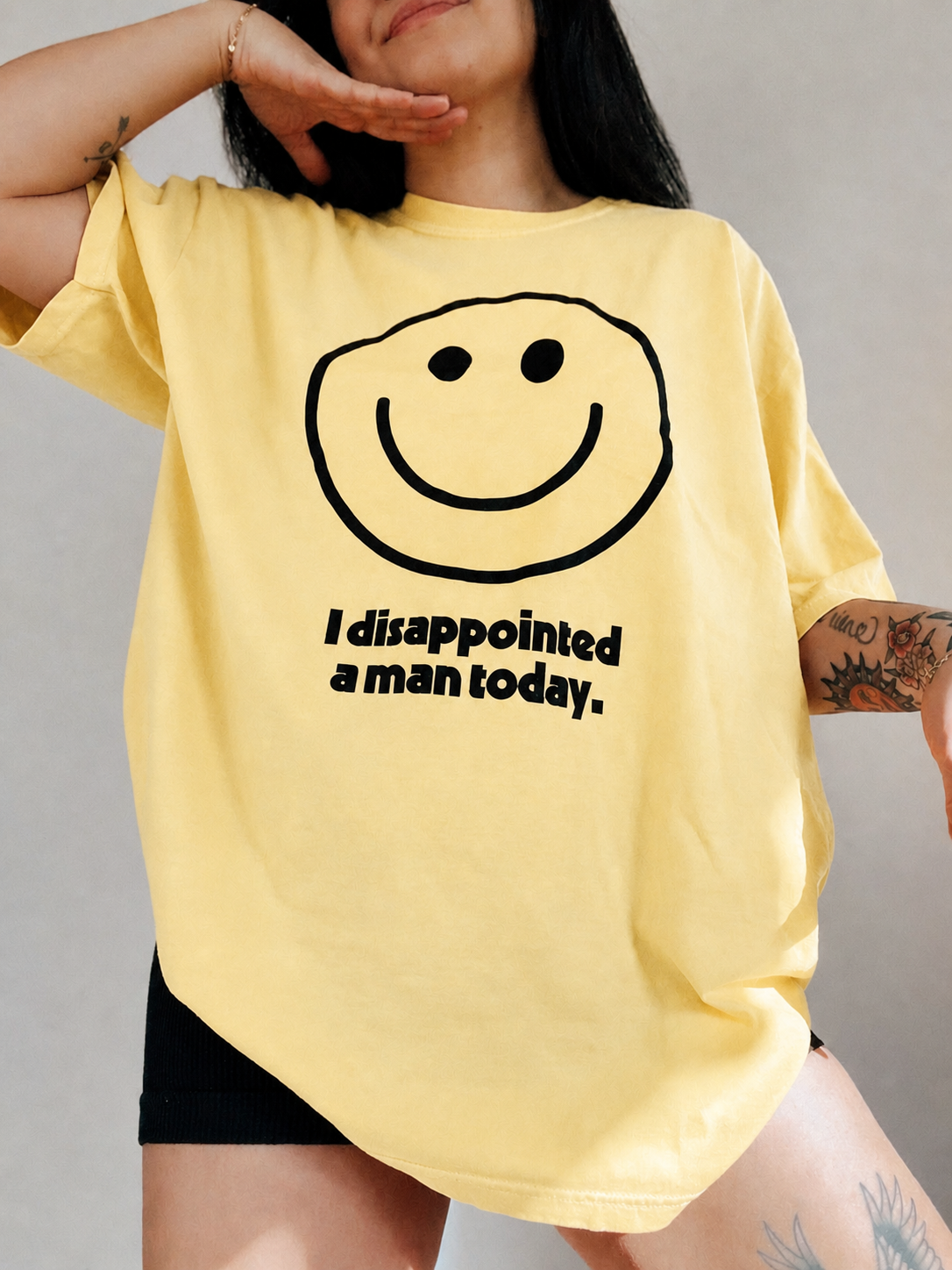 I Disappointed A Man Today Womens Graphic Tee - Yellow