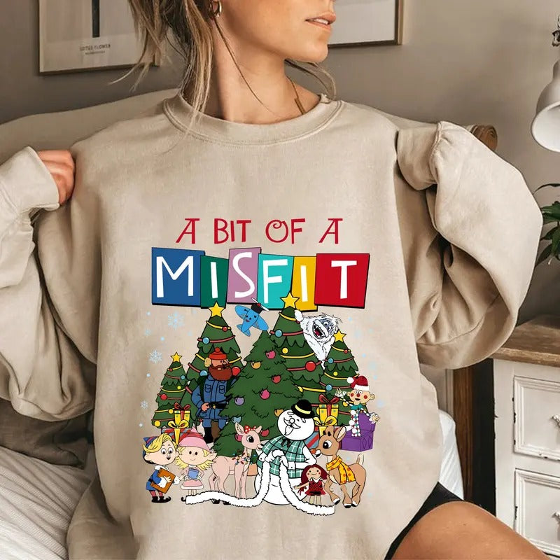 A Bit Of A Misfit Shirt, Rudolph The Red-Nosed Reindeer Christmas Shirt, Merry Christmas Sweatshirt, Christmas Toys...