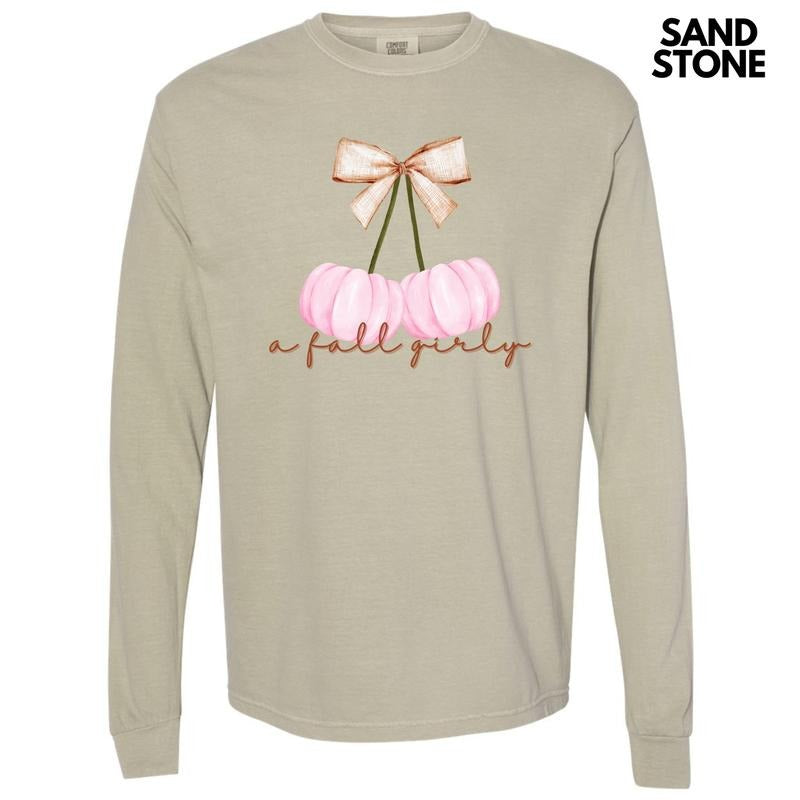 A Fall Girly Pumpkins Long Sleeve Comfort Colors T-Shirt 'NLB' Hoodie, Sweatshirt | HypeDripTees.com