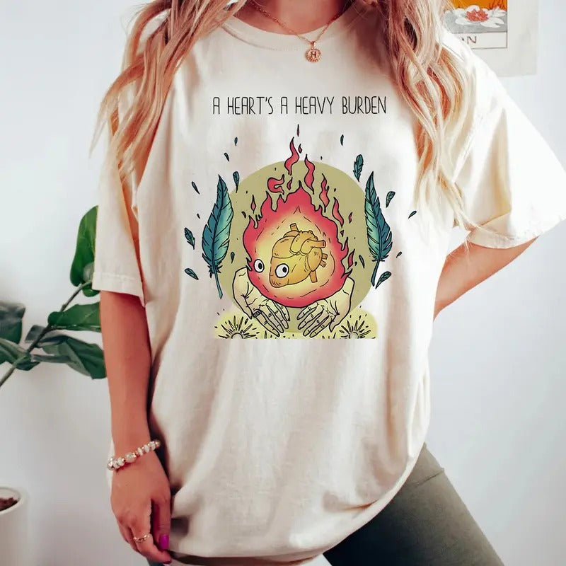 A Heart's A Heavy Burden Calcifer Sweatshirt, T-Shirt, Hoodie | HypeDripTees.com