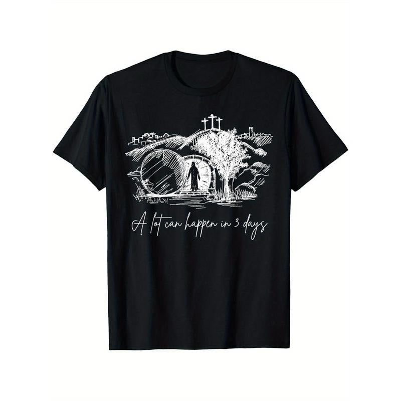 A Lot Can Happen in 3 Days Easter Jesus Christ Good Friday T-Shirt, 100% Cotton, Hlloween Thnksgiving Chris T-Shirtmas...