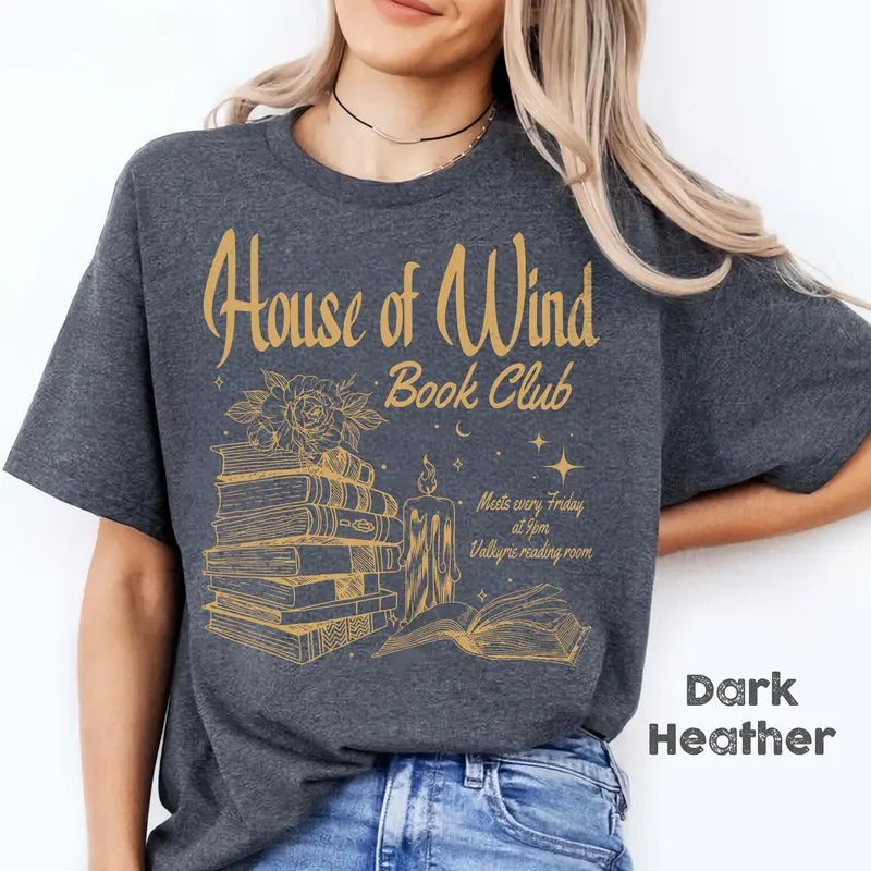 ACOTAR House Of Wind Book Club T-Shirt, Night Court Vel.ris House Of Wind Library SJM Licens.d Merch Feyre Arche.on Nesta...