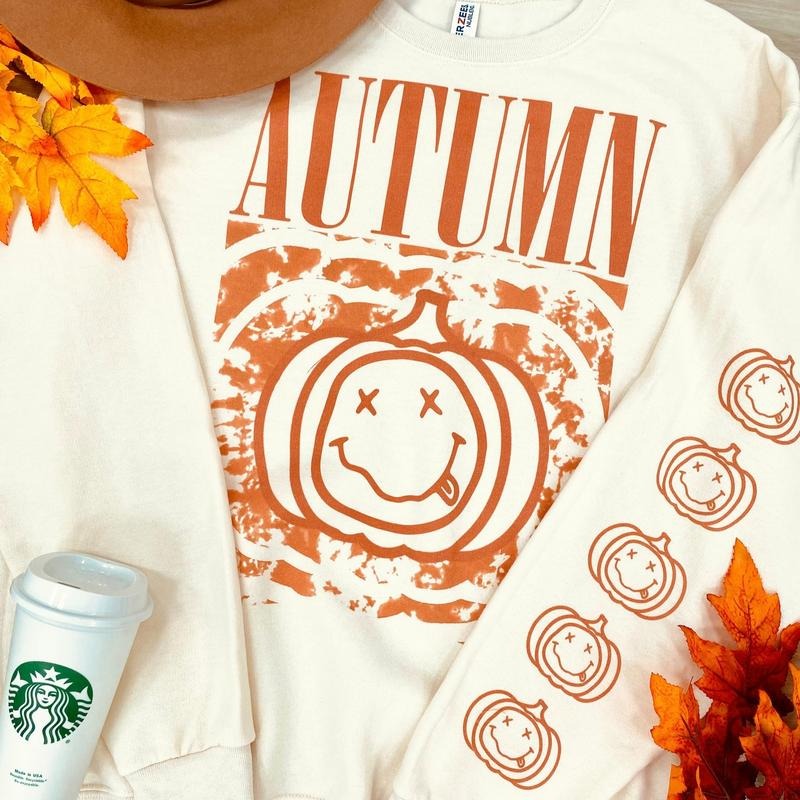 AUTUMN 'Pumpkin Rock' Sweatshirt, Sleeve Print T-Shirts, Hoodie | HypeDripTees.com