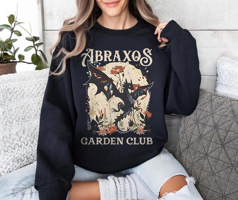 Abraxos Flower Garden Club Sweatshirt, Throne Of Glass Flower Shirt, Fantasy Book Lover Shirt, Bookish Gift Hoodie