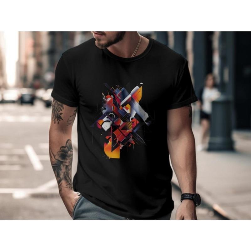 Abstract Art Men's T-Shirt, Geometric Design Tee, Modern Graphic Shirt, Short and Long Sleeve Options made in usa Hoodie,...