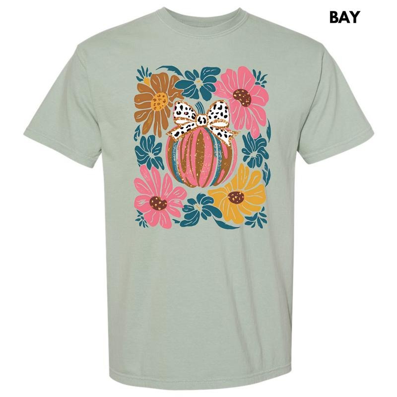 Abstract Flowers & Pumpkin Comfort Colors T-Shirt 'NLB' Hoodie, Sweatshirt | HypeDripTees.com