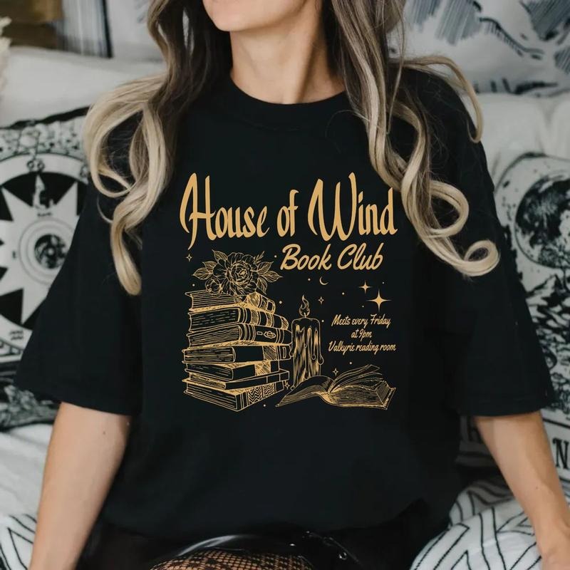 Acotar House Of Wind Book Club Shirt | Night Court Velaris House Of Wind Library Sarah J Maas Throne Of Glass, Valkyrie...