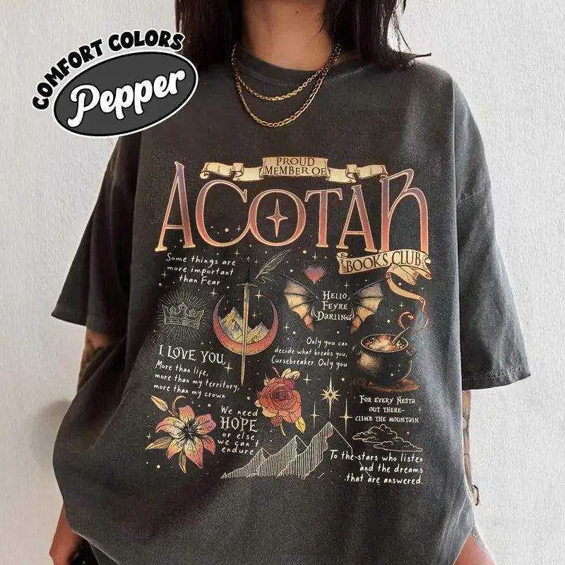 Acotar Quotes Comfort Colors Shirt, Proud Member Of ACOTAR Books Club Shirts, The Night Court T Shirt, SJM Inspire...