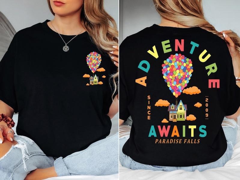 Adventure Since 2009 Tee, Adventure Awaits Rainbow Balloons Shirt, Up Movie T-Shirt, Paradise Falls Sweatshirt, Gift for...
