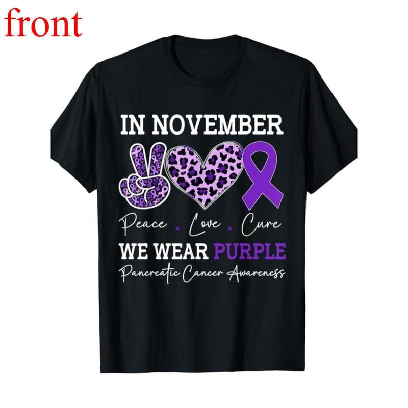 1PC Unisex Pancreatic Cancer Awareness Christmas T-Shirt