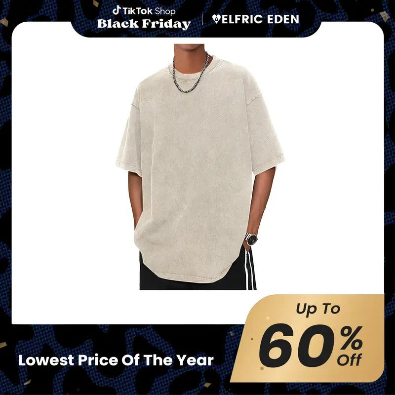 Aelfric Eden Oversized  Acid Wash Cotton Solid T-Shirts Menswear Top Hoodie, Sweatshirt | HypeDripTees.com