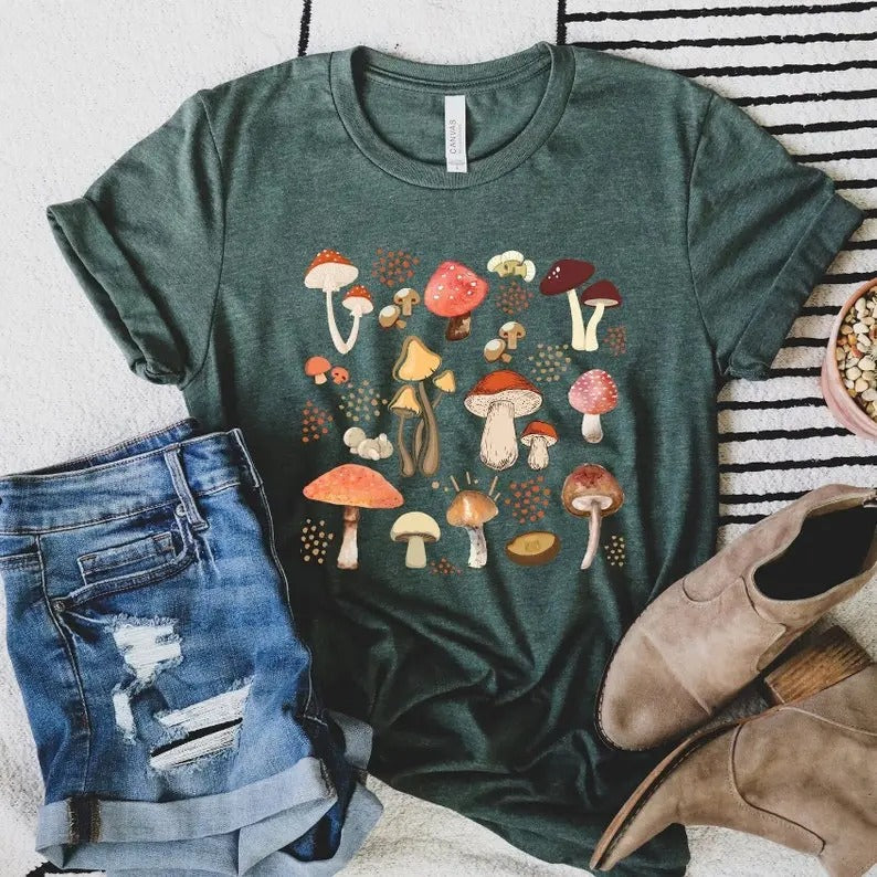 Aesthetic Mushroom T Shirt Hoodie Sweater, Magic Sweatshirt, Botanical Tee, Cottagecore Nature Lover | HypeDripTees.com