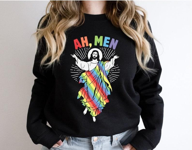 Ah Men LGBT Christian T Shirt Hoodie Sweater, LGBT Christian Shirt, Jesus And LGBT , Ah Men Funny Jesus shirt , Gay Gift...