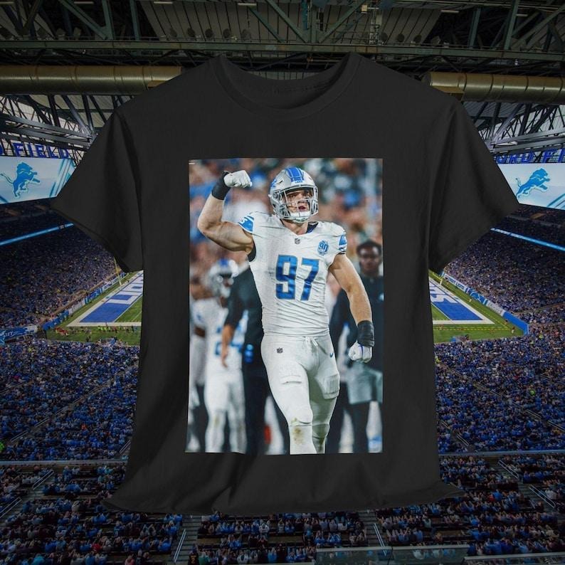 Aidan Hutchinson Flex Graphic Tee Fan Gift, Vintage Sports Shirt, Cotton Tee Shirt Hoodie, Sweatshirt | HypeDripTees.com