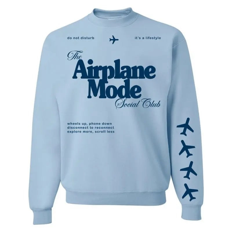 'Airplane Mode Social Club' Crewneck Sweatshirt T-Shirts, Hoodie | HypeDripTees.com