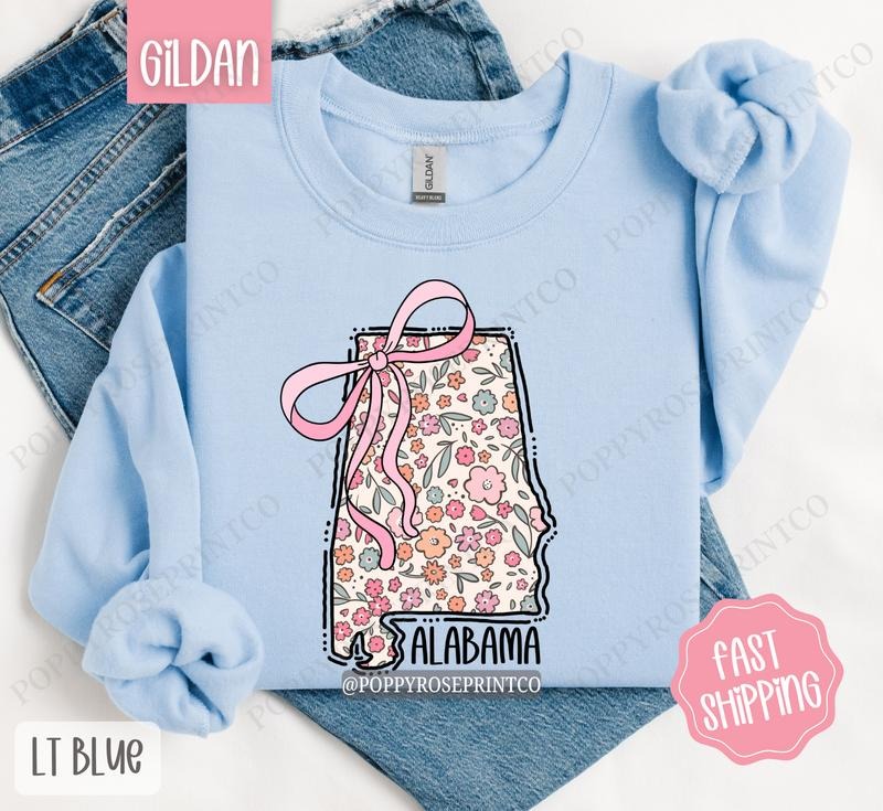Alabama Floral Sweatshirt, Cute Alabama Sweatshirt, Alabama State Sweatshirt T-Shirts, Hoodie | HypeDripTees.com