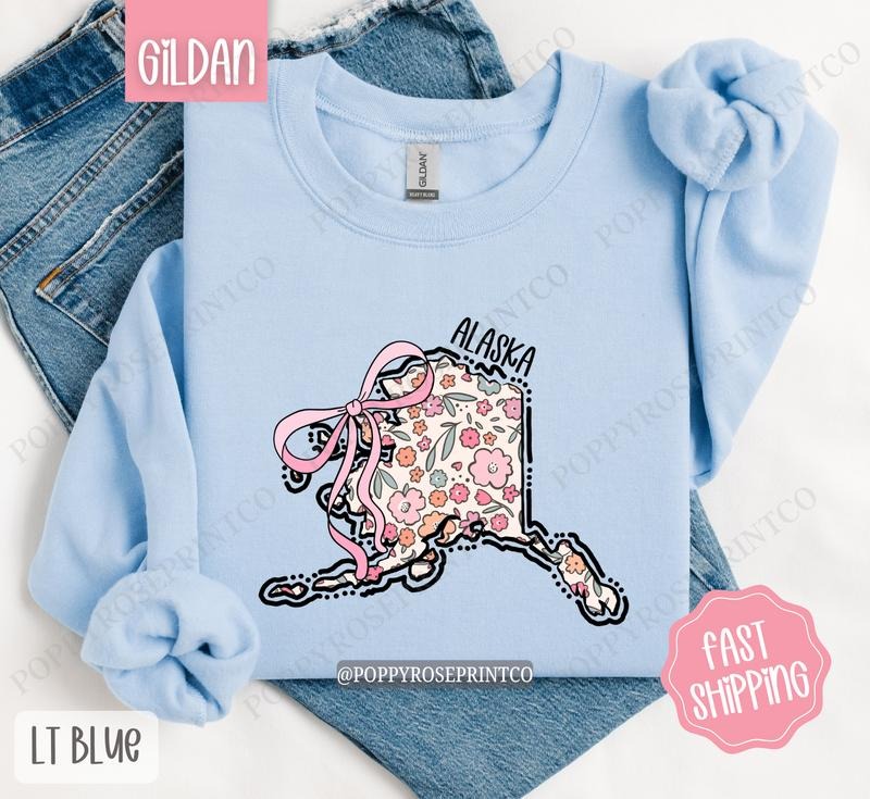 Alaska Floral Sweatshirt, Cute Alaska Sweatshirt, Alaska State Sweatshirt T-Shirts, Hoodie | HypeDripTees.com