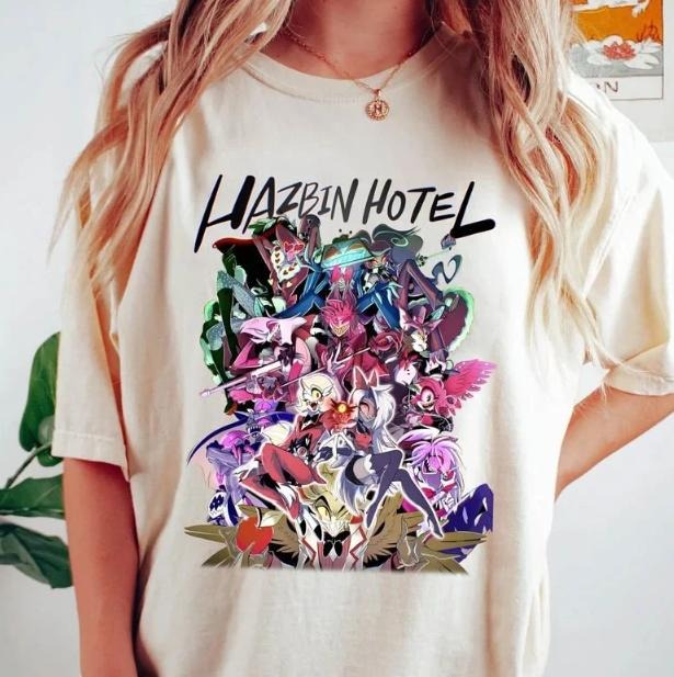 Alastor Hazbin Hotel T-Shirt, Hazbin Hotel Characters T-Shirt, Hazbin Hotel Cartoon Merch T-Shirt, Hazbin Hotel T-Shirt...