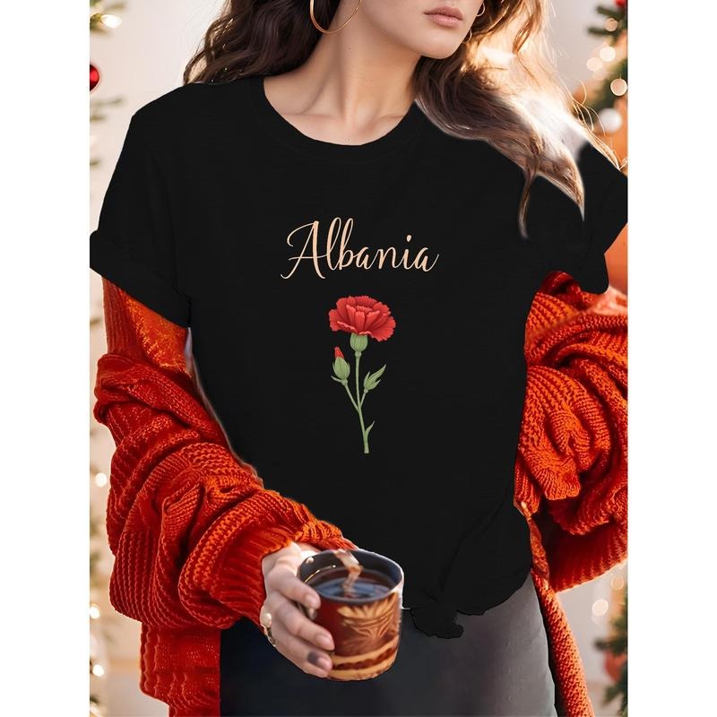 Albania Red Carnation Graphic Women's T-Shirt