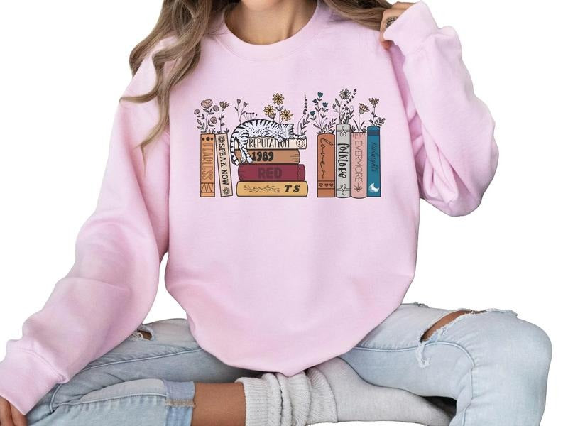 Albums As Books Sweatshirt, Trendy Aesthetic For Book Lovers, Crewneck Shirt Hoodie | HypeDripTees.com