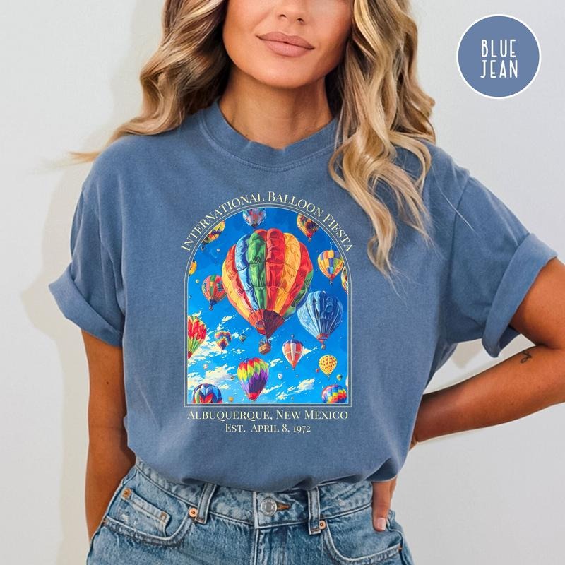 Albuquerque New Mexico Hot Air Ballon Fiesta Comfort Colors Tee Shirt, Albuquerque Vacation Gift Tee, New Mexico Top...