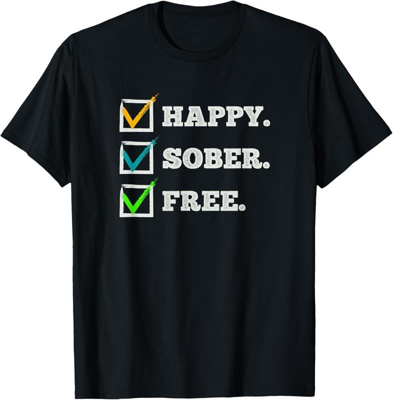 Alcohol Awareness Happy Sober Free Inspirational Recovery T-Shirt Graphic Menswear Hoodie, Sweatshirt | HypeDripTees.com