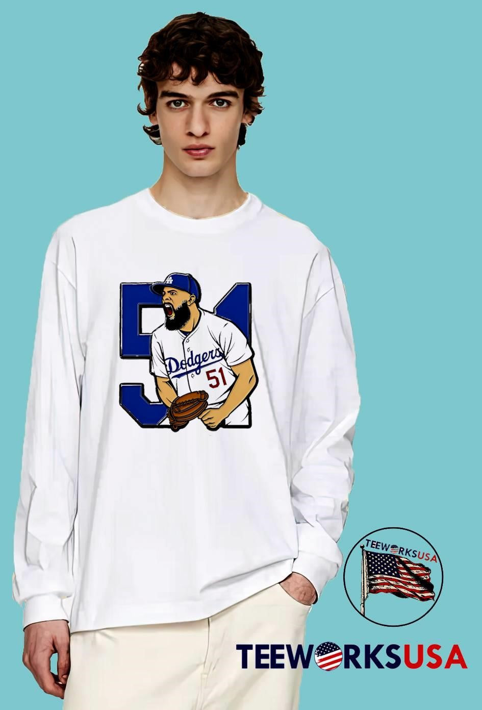 Alex Verduro Bearded Dodgers Pitcher Shouting Dodgers 51 shirt