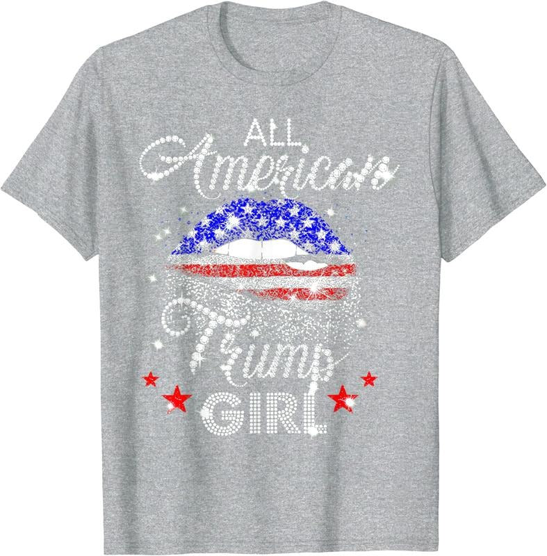 All American Trump Girl Mouth Diamond Cotton Full Size T-Shirts, Hoodie, Sweatshirt