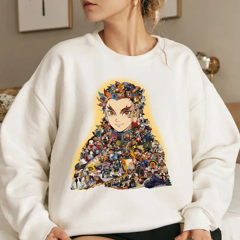 All Characters with Flame Hashira Shirt Crewneck Hoodie, Anime Shirt Sweatshirt | HypeDripTees.com