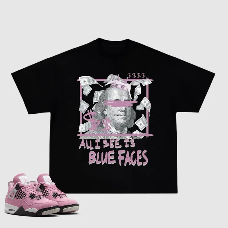 All I See Is Blue Face Match 4 Orchid Neutral Sneakers Graphic Tee, Y2k Streetwear Unisex Cotton T-shirt Hoodie, Sweatshirt