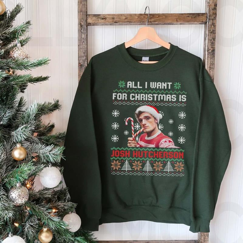All I Want For Christmas Is Josh Hutcherson Unisex Sweatshirt Hoodie for Winter Fabric Fleece T-Shirts | HypeDripTees.com