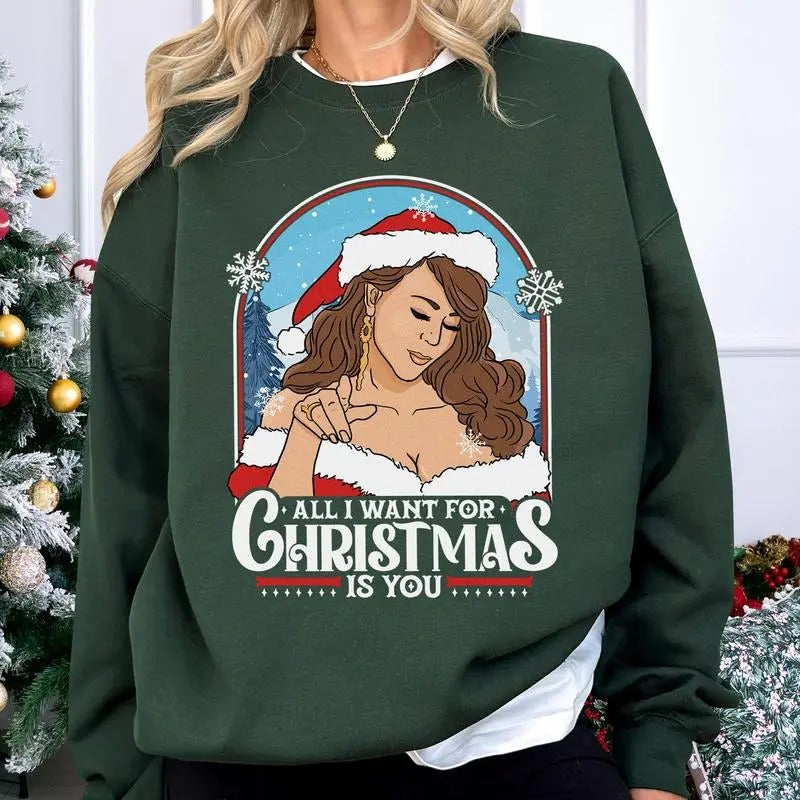 All I Want For Christmas Is You Shirt, Mariah Singer Carey Christmas Sweatshirt, Christmas Song, Matching Christmas...