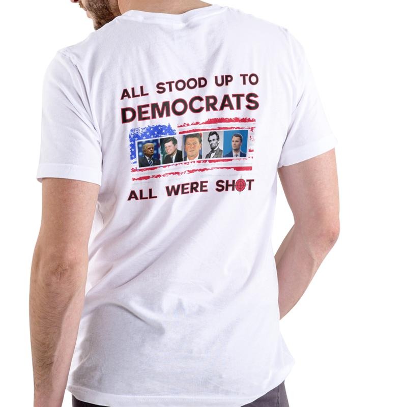 All Stood Up To Democrats Charlie Kirk T Shirt, Unisex Cotton Hoodie, Sweatshirt | HypeDripTees.com
