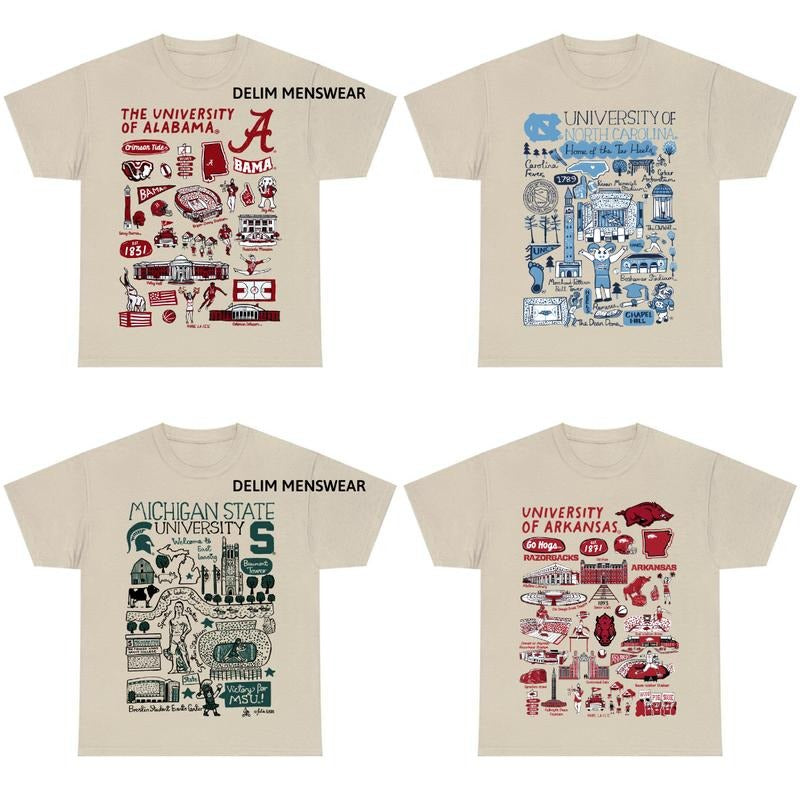 All Team Football Sketched Sand Graphic Tee, University Football Thowback Vintage All Team NCAA for Fans, Graphic Sport...