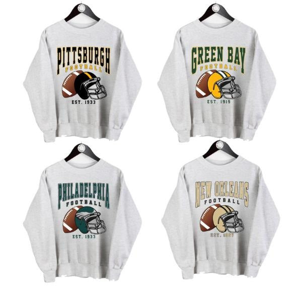 All Teams Football, Vintage Style Crewneck Sweatshirt, Vintage Sweatshirt, Gif For Fan Classic Cotton T-Shirts, Hoodie