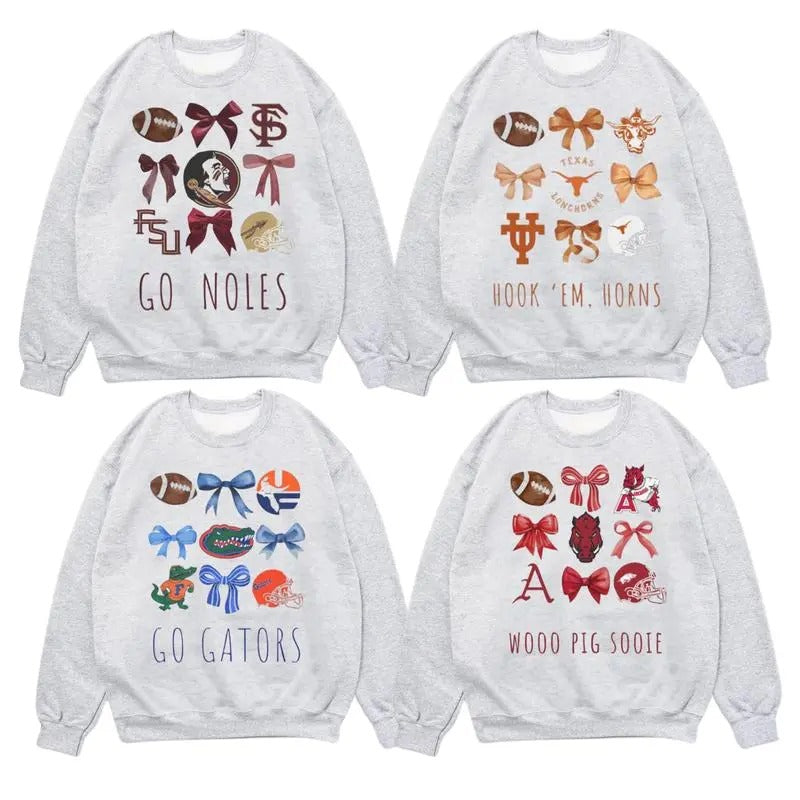 All team Football Coquette Soft Sweatshirt, College Shirt, Customize your College Shirt Off- ash Unisex Sweatshirt...