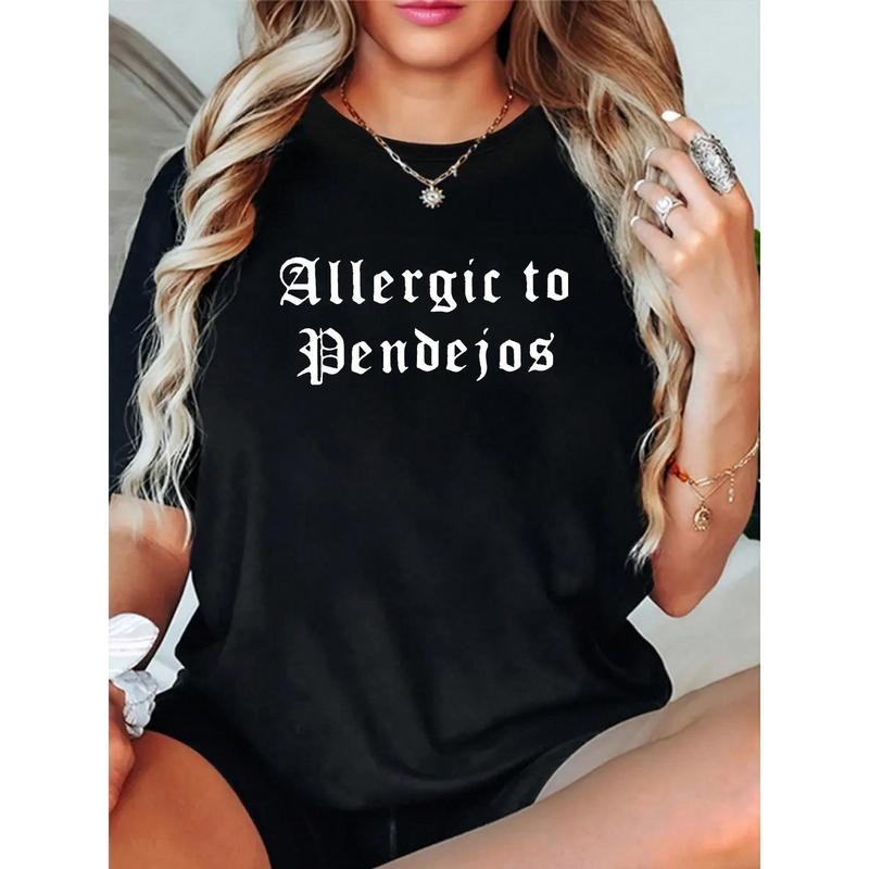 Allergic To Print Women's T-Shirt, Graphic Versatile Christmas T-Shirts Fashion Loose Casual Sports Summer Crew Neck...