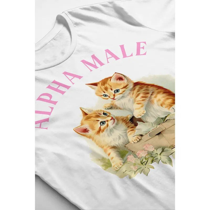 Alpha Male Cat T-shirt Funny Kitten Shirt Oddly Specific Cottagecore Aesthetic Offensive Ironic Sarcastic Shirts That Go...