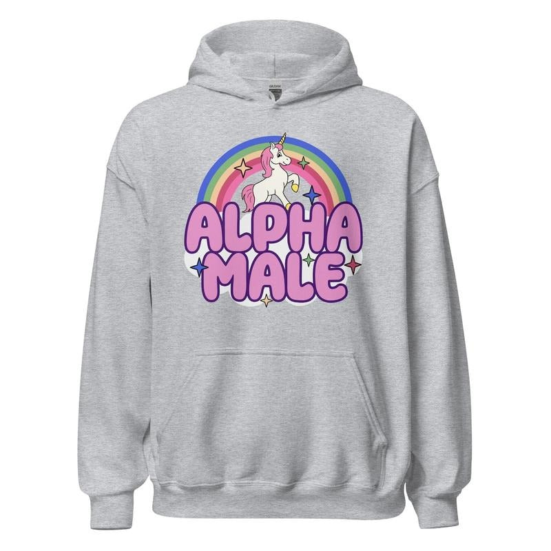Alpha Male Hoodie, Unisex Funny Hoodie, Satire Humor, Hilarious Sweatshirt, Parody, Ironic Hoodie, Silly Hooded...