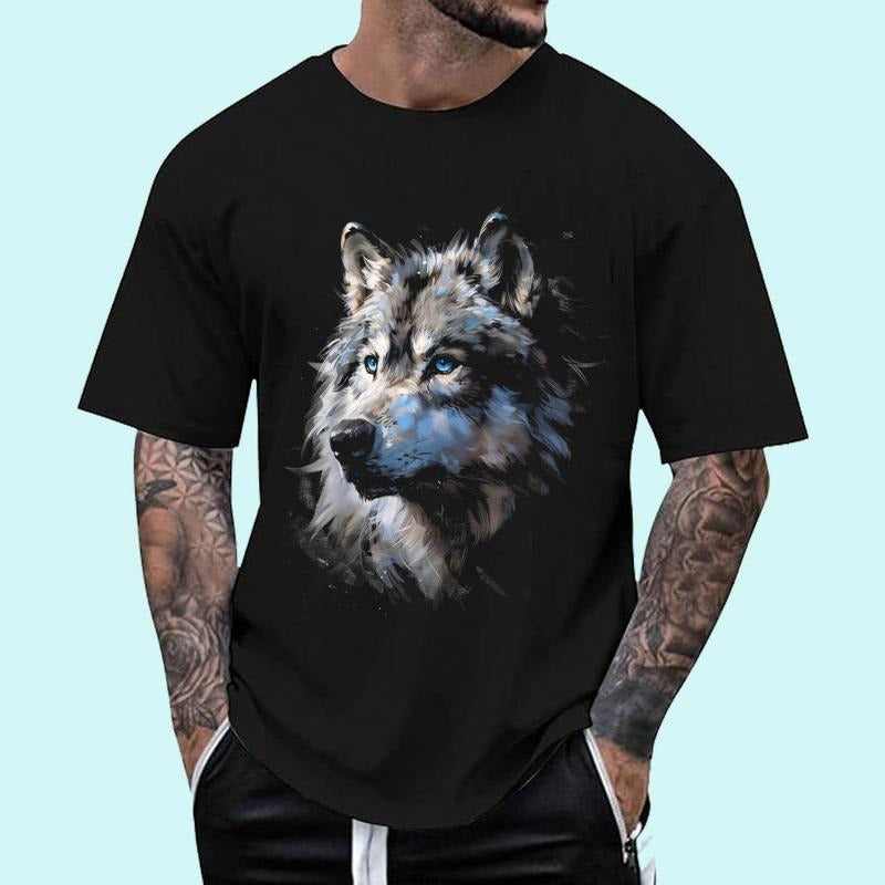 Alpha Wolf Shirt Fantasy Art Graphic Blue Eyes Wolf Lovers Unisex T-Shirt, Cotton 100%, Top Trending Fashion Hoodie,...