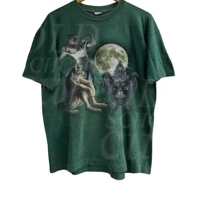 Alpha Wolf Vintage Graphic 90s T-Shirt, Retro Meme Tee, Grunge Clothing Aesthetic, Alpha Wolf, Washed Oversize Shirt, Emo...