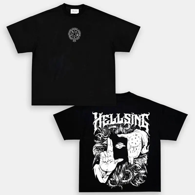 "Alucard Hellsing Hand Signs" Unisex Oversize Anime Manga Heavyweight Cotton T- shirt, Gift For Anime Fan, Anime Lover T-shirt Hoodies & Sweatshirts